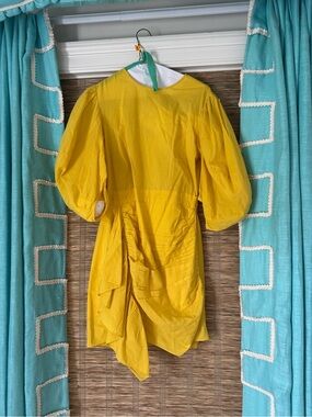 RHODE Bold Yellow Mini Dress with Puff Detail